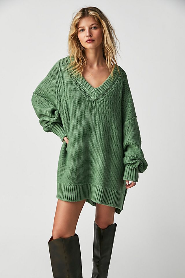 Alli V-Neck Sweater Sea Fern