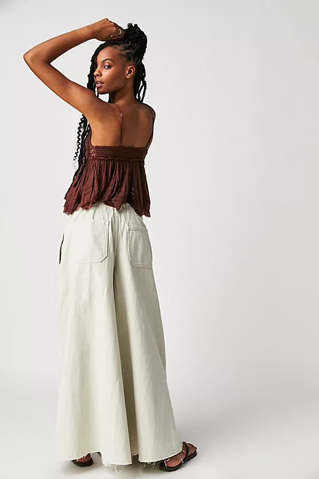 Clover Wide-Leg Solid Pants Ecru