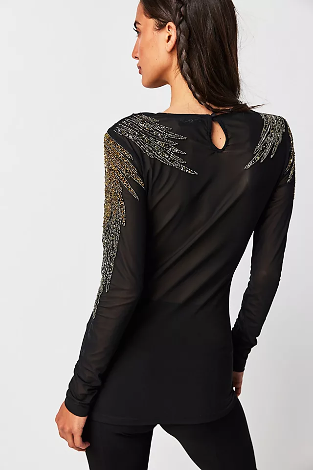 Any Old Iron Beaded Eagle Top Black