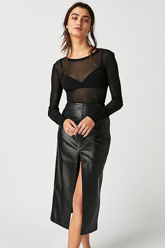 Zoe A-Line Midi Skirt Black