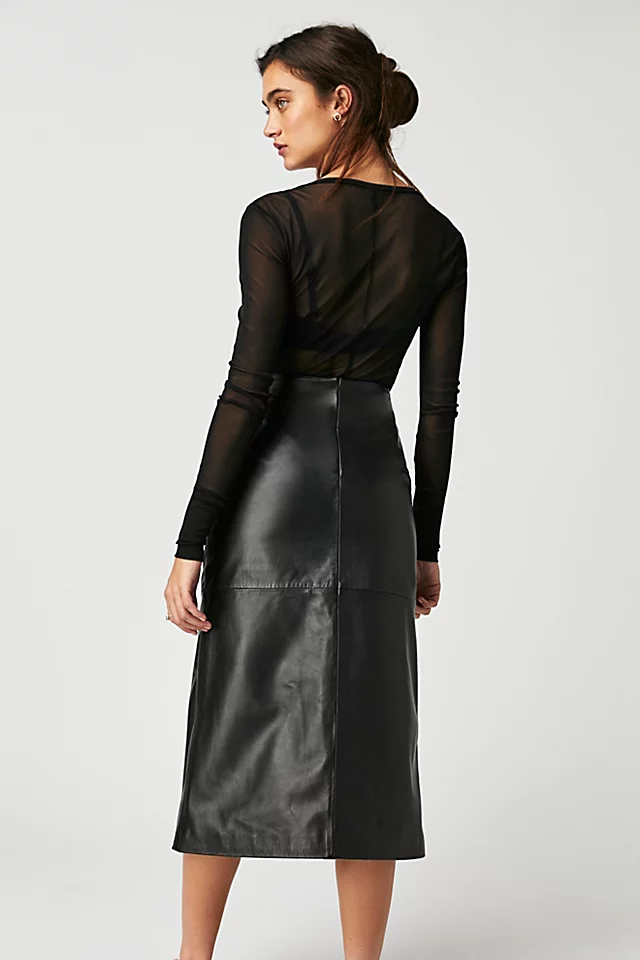 Zoe A-Line Midi Skirt Black