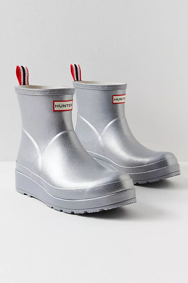 Hunter Play Short Cosmic Wellies Silver