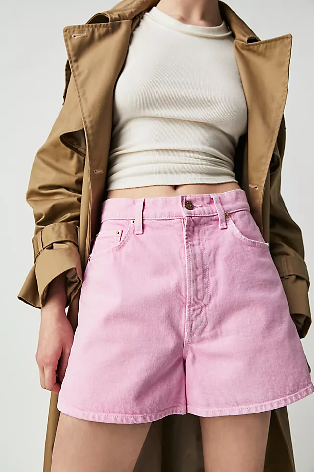 MOTHER Snacks! High-Waisted Savory Shorts Pink Lady