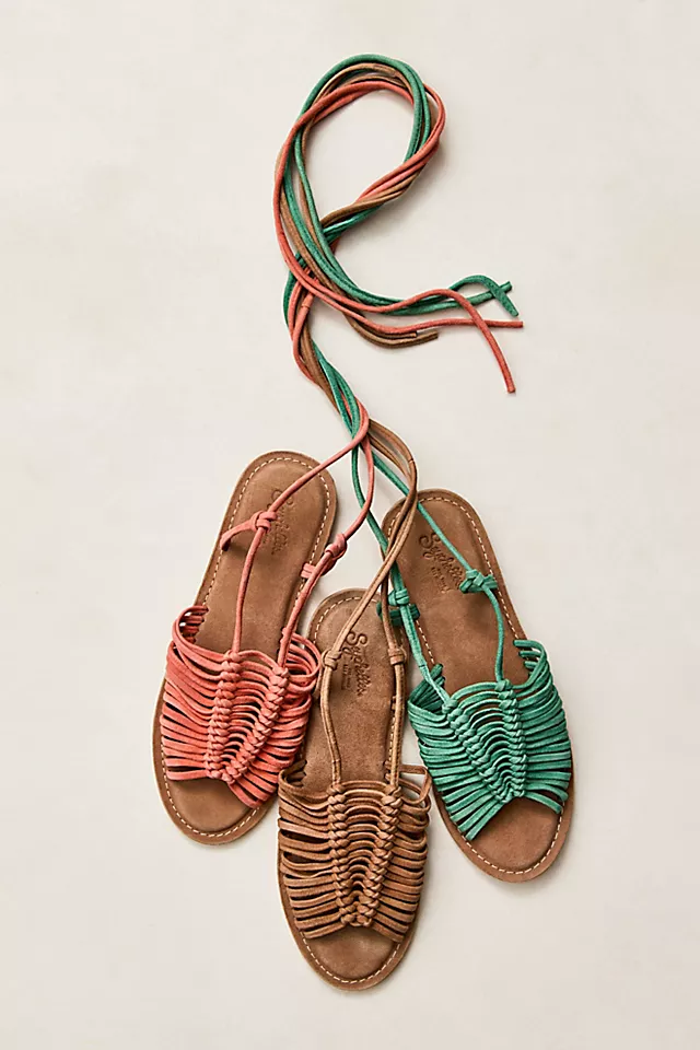 Distant Shores Wrap Sandals Taupe Suede