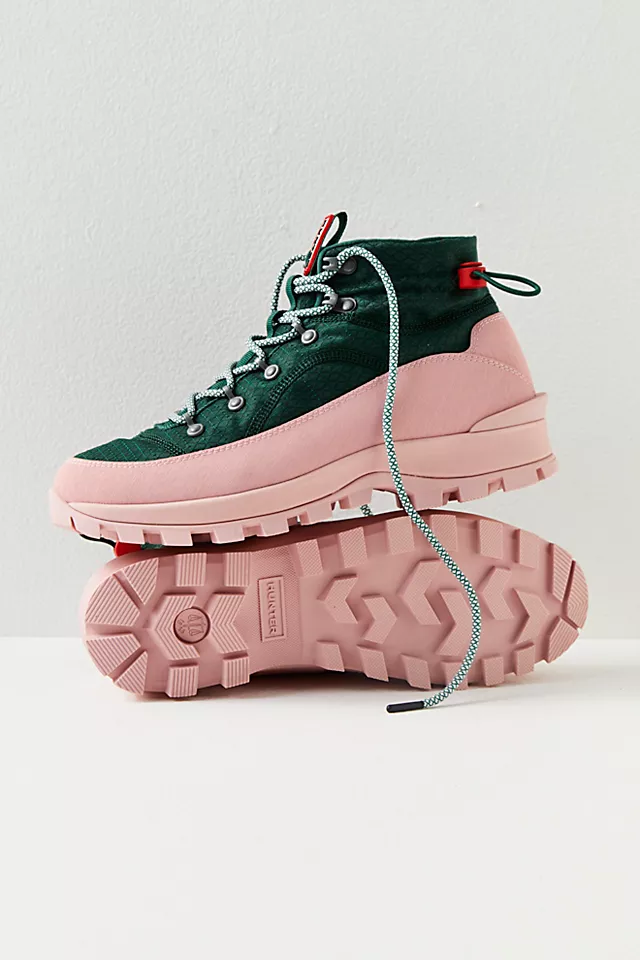 Hunter Travel Explorer Boots Thicket Green / Faded Rose