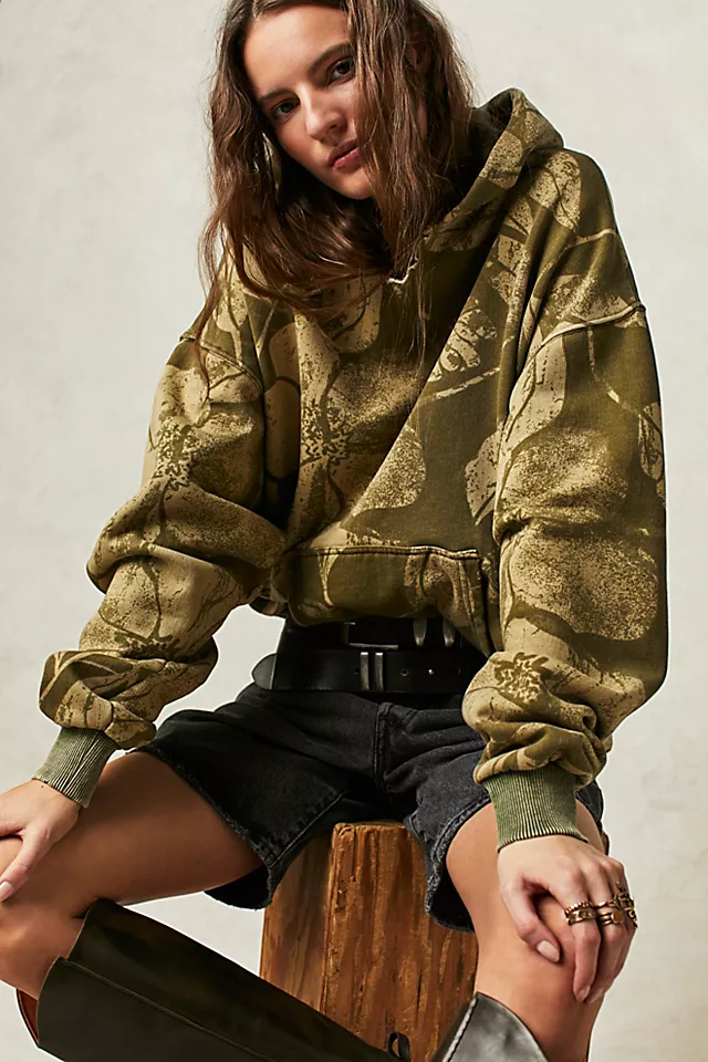 It's A Vibe Printed Hoodie Olive Combo