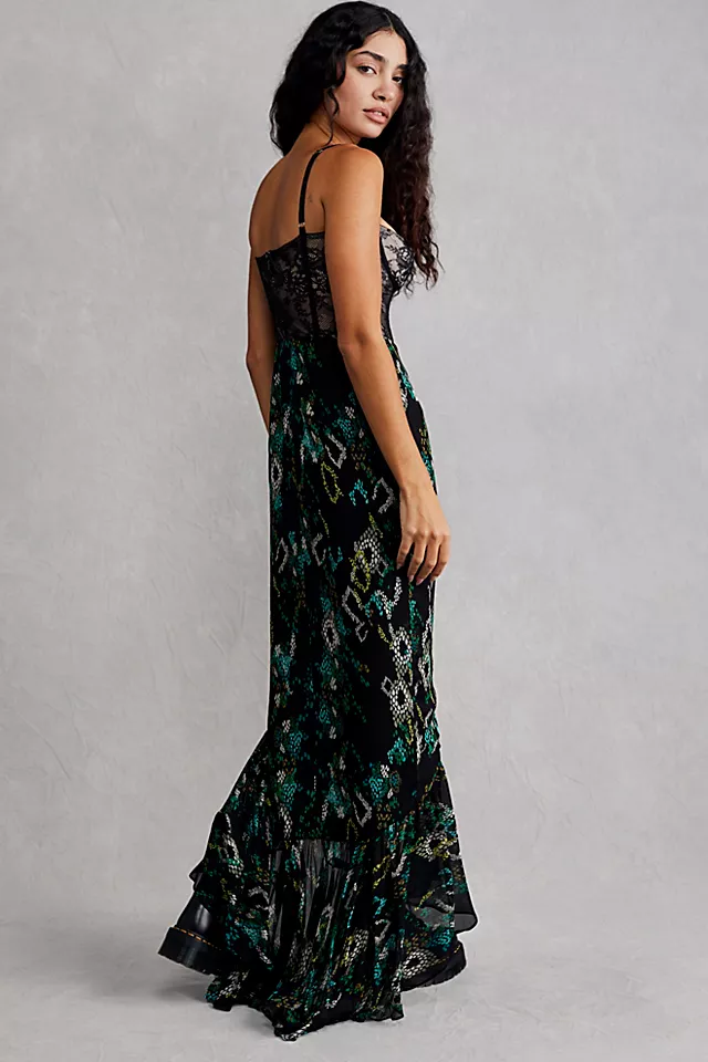 Katie May Senorita Gown Black Teal Snake