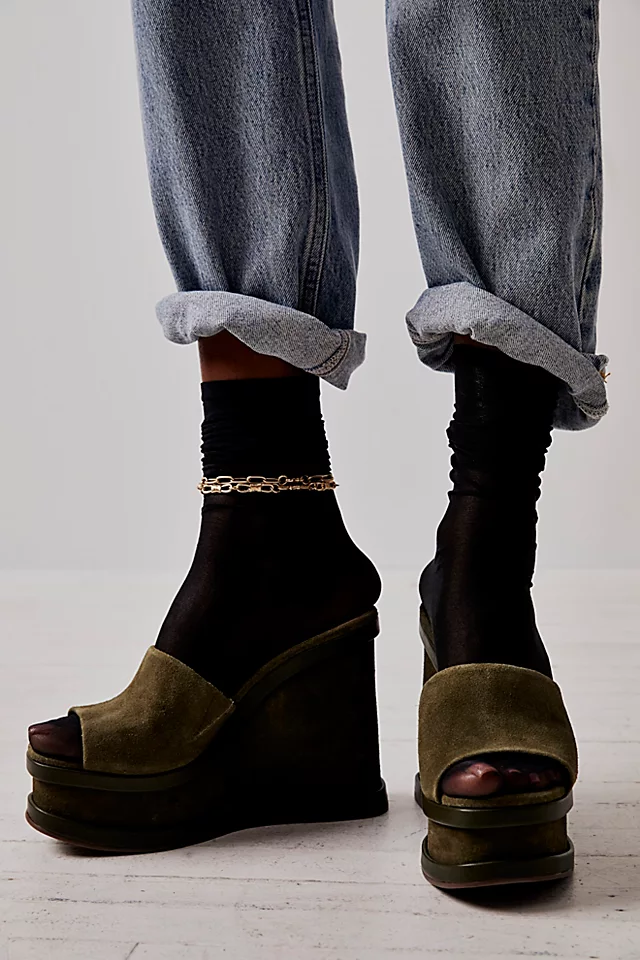 Dalle Platform Wedge Heels Military Green