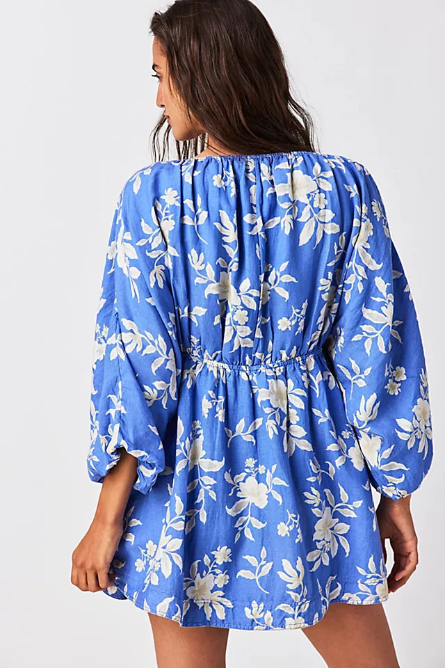 Portia Printed Mini Dress Sky Combo