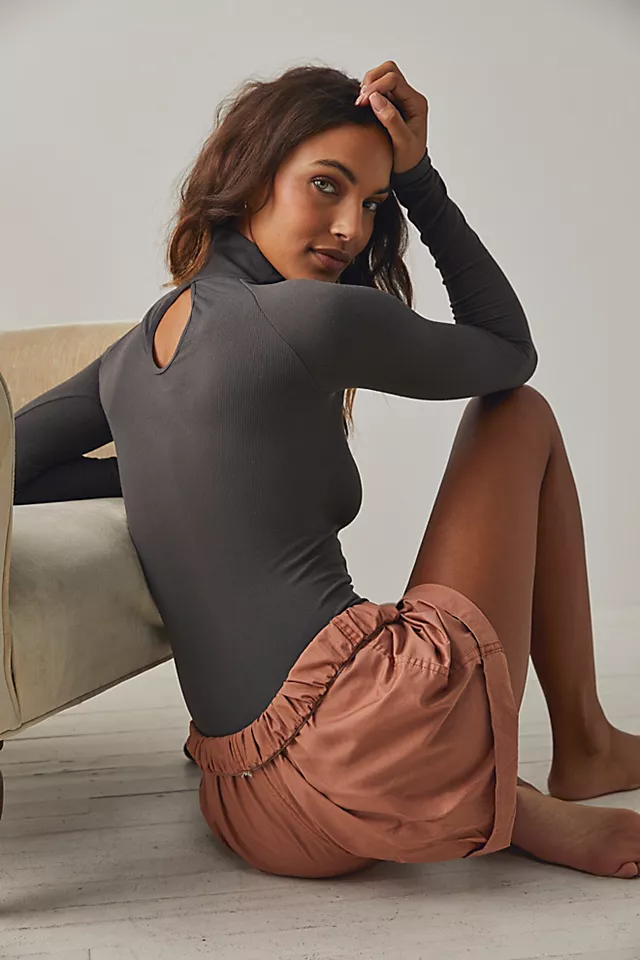 Seamless Turtleneck Bodysuit Dark Charcoal