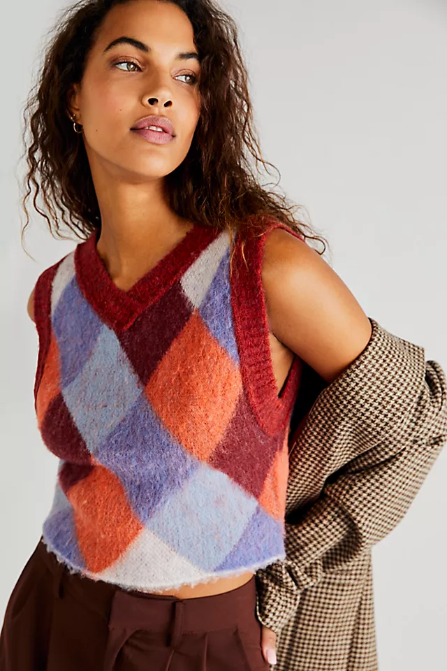 Quinn Sweater Vest Garnet Sky Combo
