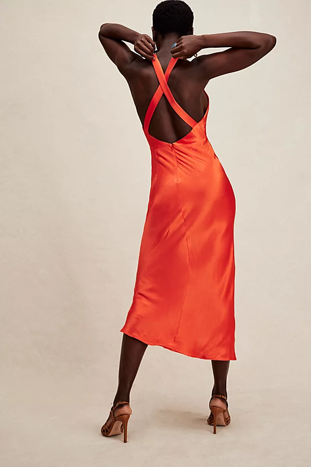 Shona Joy Plunged Midi Dress Hibiscus