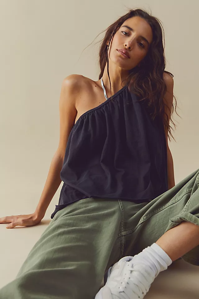 Spring Break One Shoulder Top Black