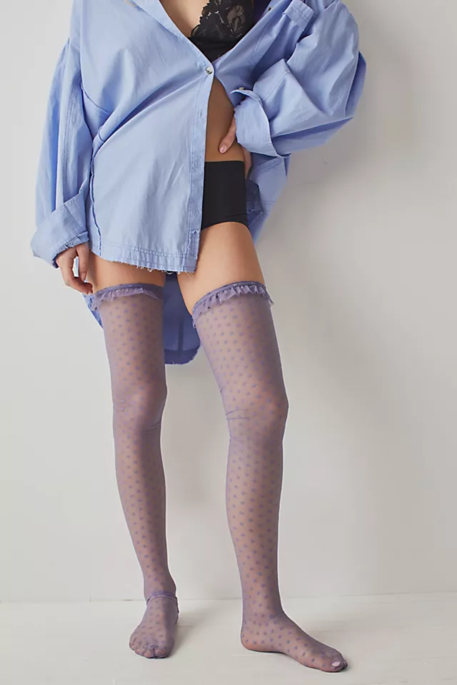 Only Hearts Over-the-Knee Ruffle Socks Blue Smoke