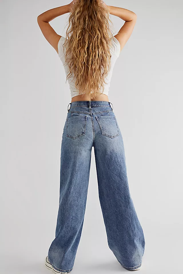 CRVY Gia Wide-Leg Jeans Sunrise Blue