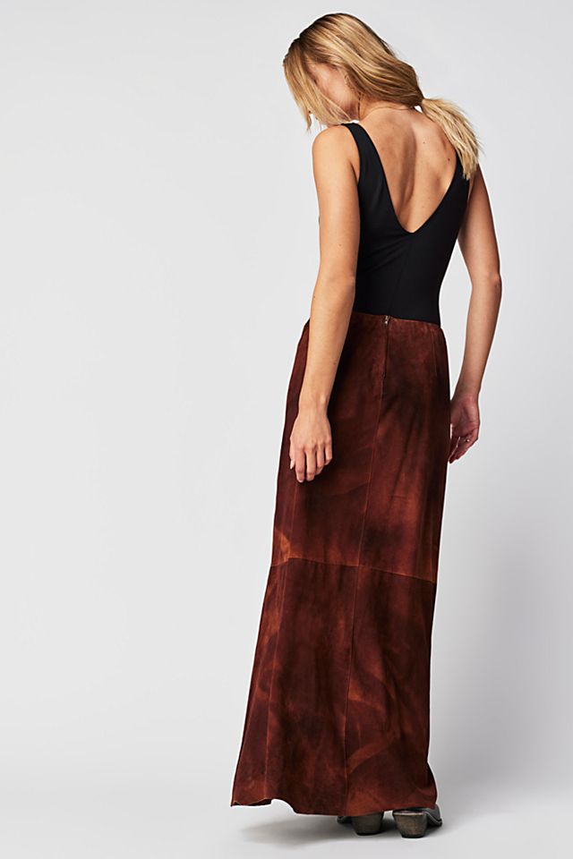 Nigel Preston Hand-Painted Ankle Skirt Brown