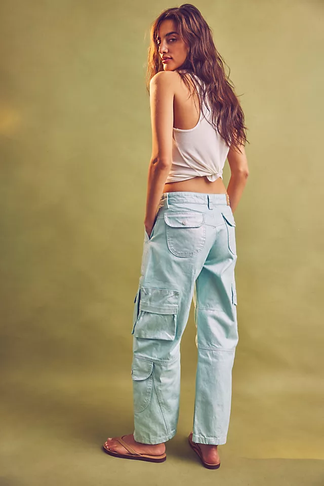 Lap Of Luxury Barrel Cargo Jeans Aquamarine