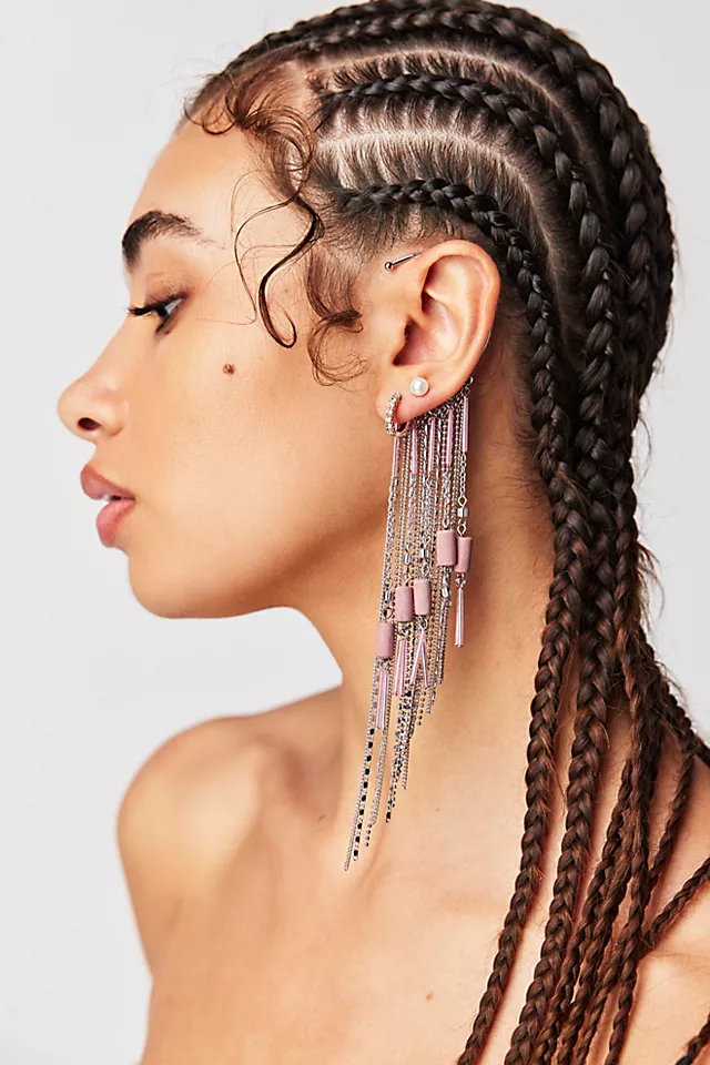 Chloe Ear Party Ear Chain Silver Pink