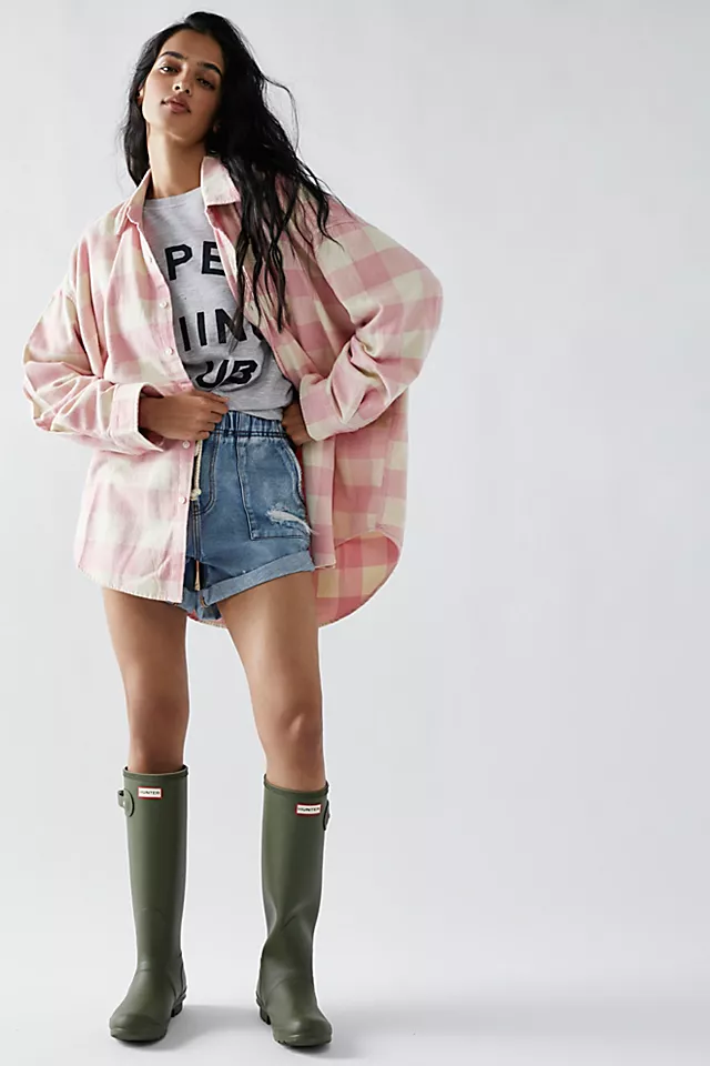 Denimist Button Front Shirt Light Pink / Ecru Plaid