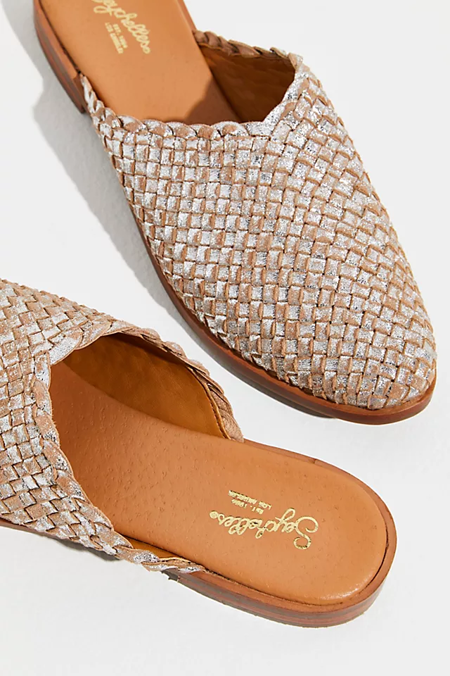 Wendy Woven Mules Pewter Metallic Leather