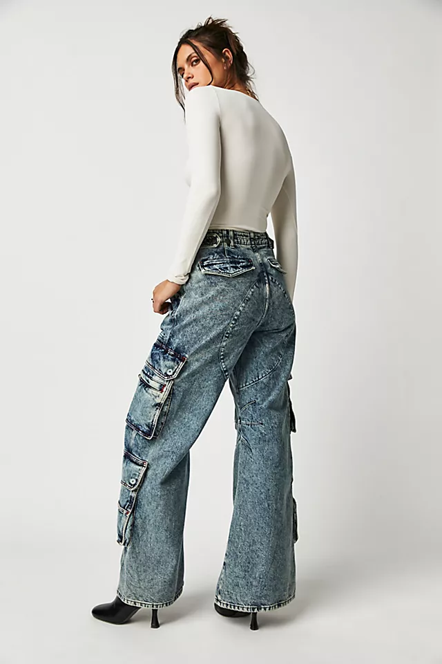 Diesel D-Sire Cargo Jeans Mid Blue