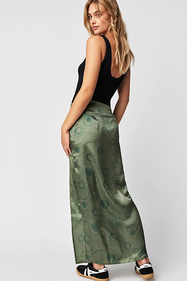 Serena Slim Maxi Skirt Olive Combo