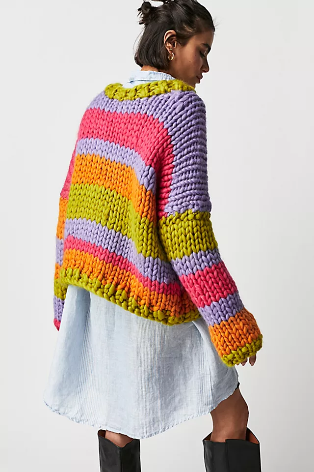 Cecelia Chunky Knit Pullover Multi Combo