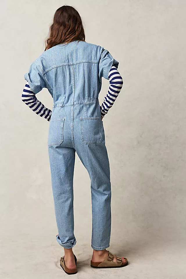 Marci Railroad Stripe Coverall Worn Railroad