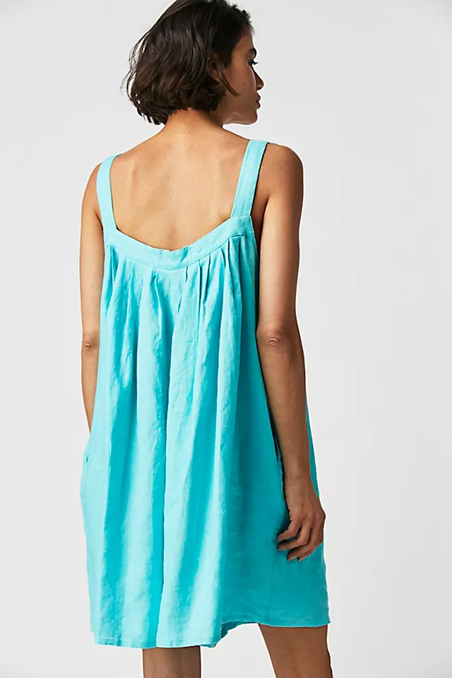 L.F. Markey Basic Linen Romper Aqua