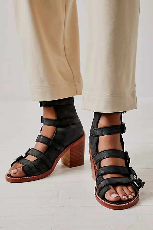 Buckle Up Baby Block Heels Black