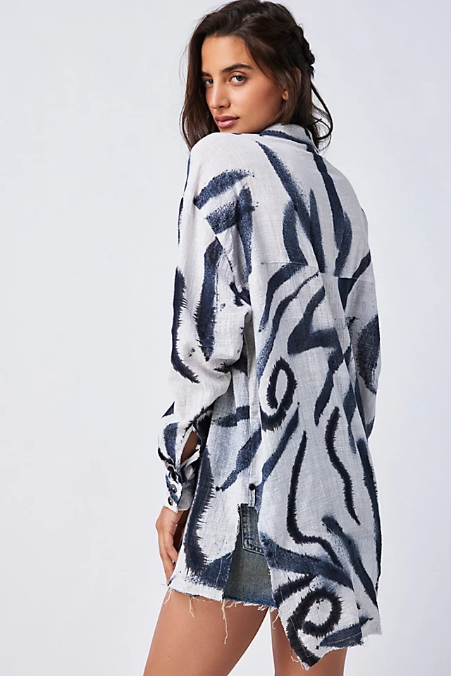 OneTeaspoon Runaway Muslin Longline Shirt Warped