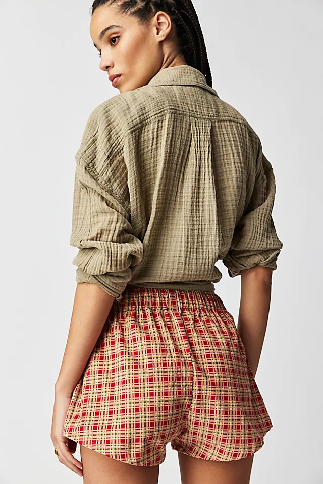 Carleen Plaid Pull-On Shorts Plaid Micro Cord