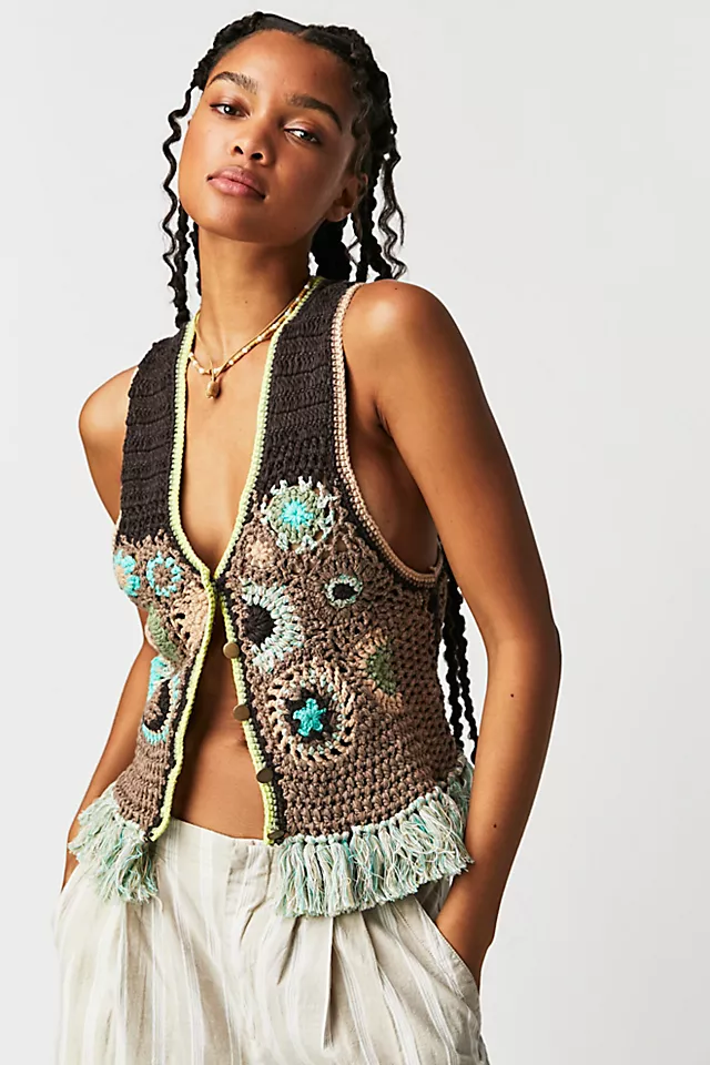 Desert Rose Crochet Vest Canyon Combo