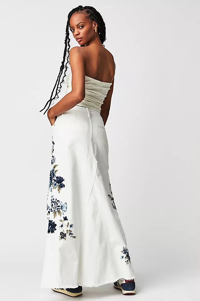 Driftwood Bluebell Fleur Maxi Skirt White Denim