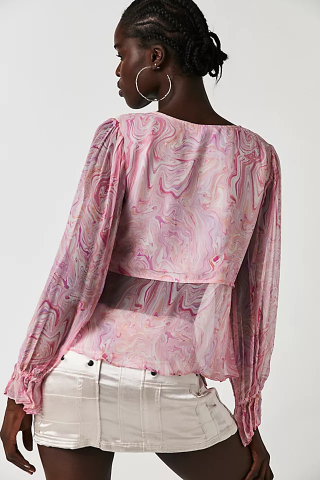 LoveShackFancy Dante Blouse Pink Kiss