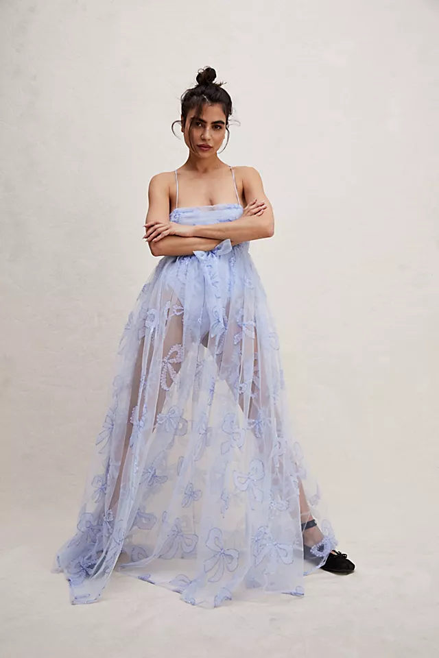 For Love & Lemons Kayla Maxi Dress Blue