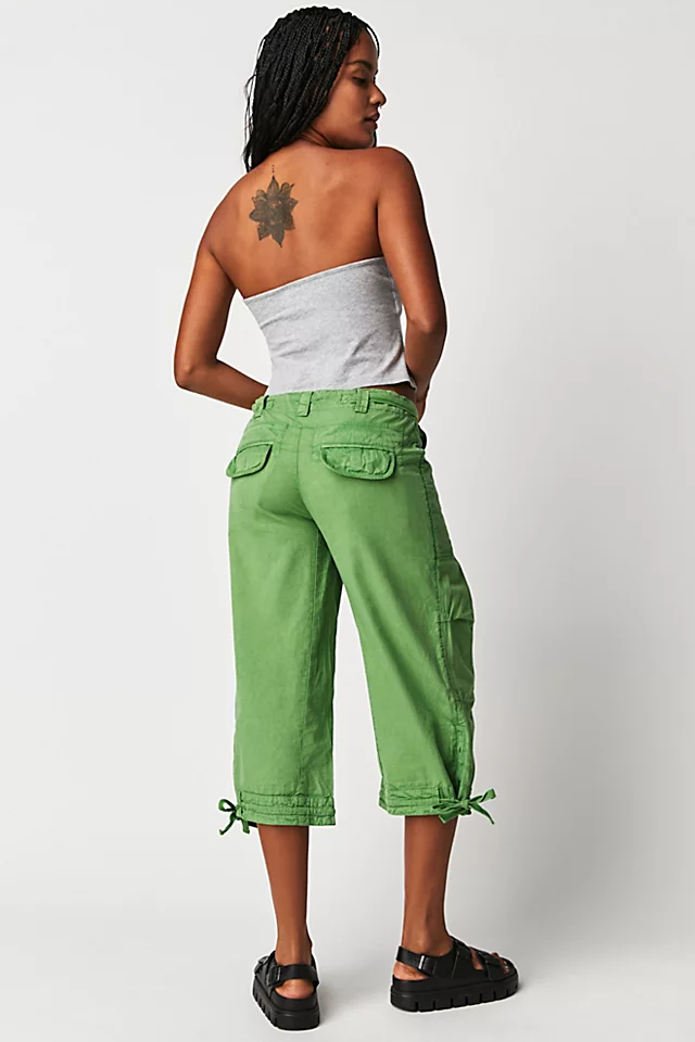 One More Chance Cropped Cargo Pants Green Goddess