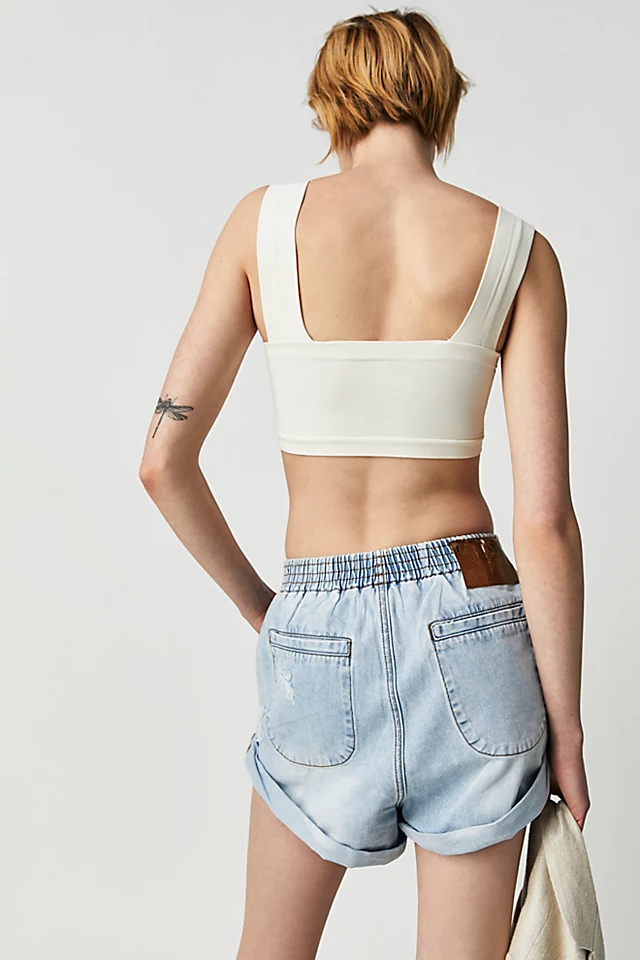 OneTeaspoon Hunters Mid-Length Relaxed Shorts Blue Latte