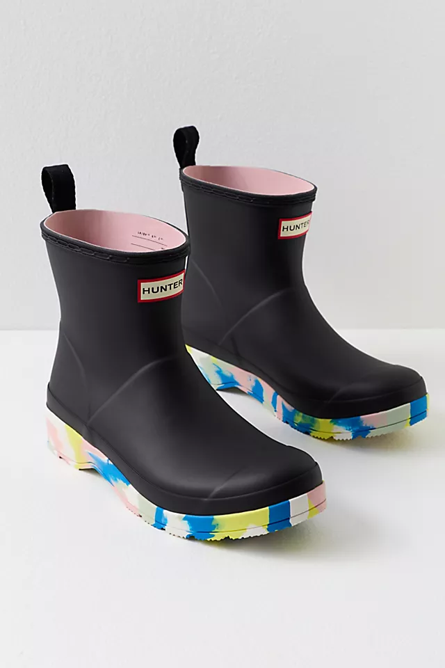 Hunter Play Short Splash Boots Black / Rose / Pale Blue