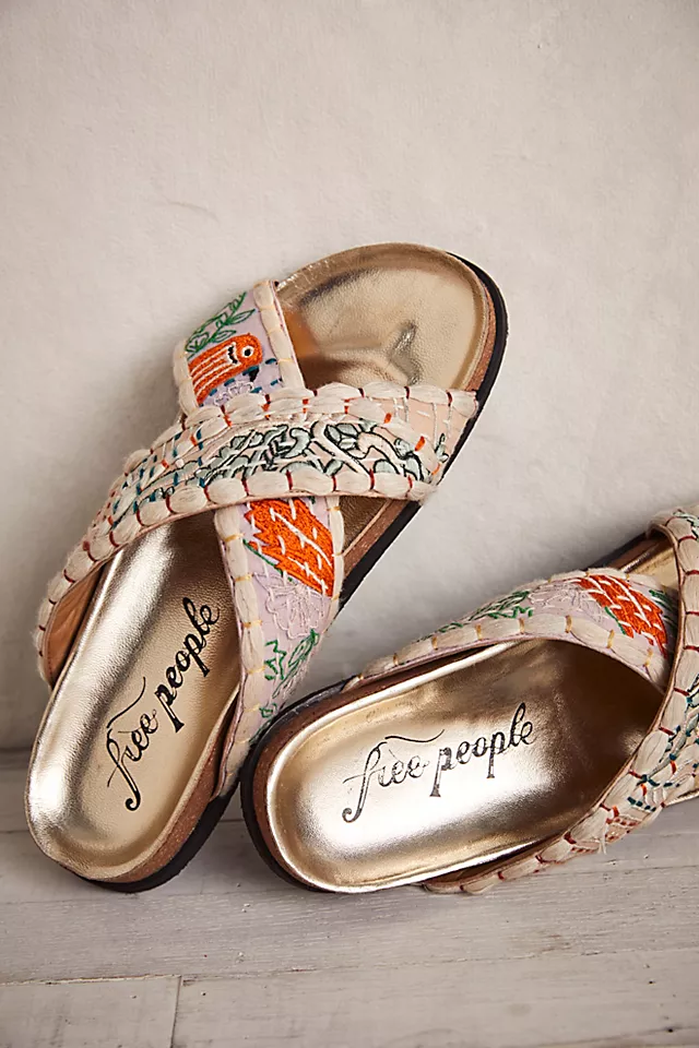 Wildflowers Crossband Sandals Patched Kantha