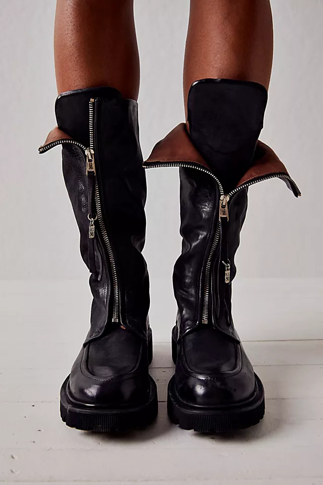 Zayne Zip Front Boots Nero