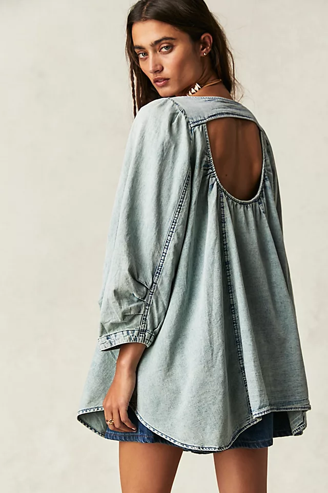 Smock It To Me Denim Top Frost