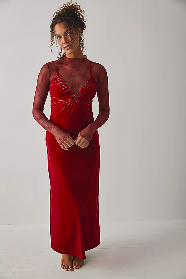 Leila Velvet Maxi Slip Tango