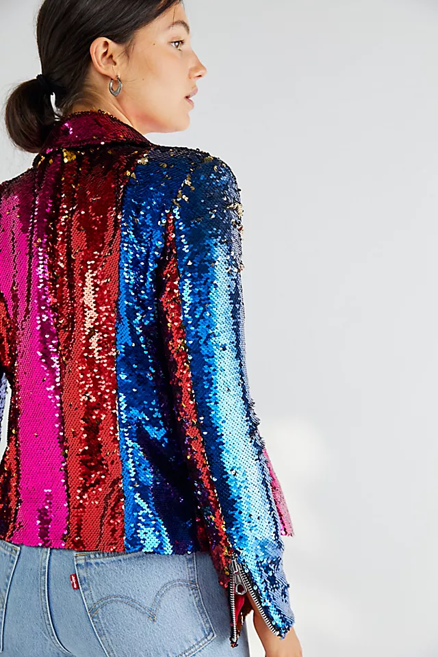 Any Old Iron Switch Sequin Moto Jacket Multi