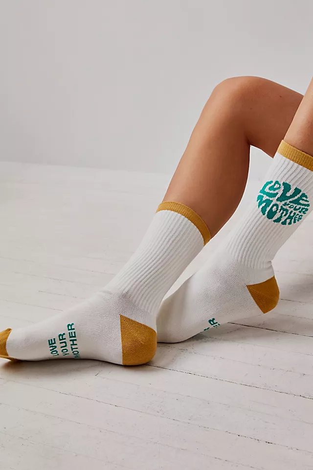 Love Your Mother Socks White