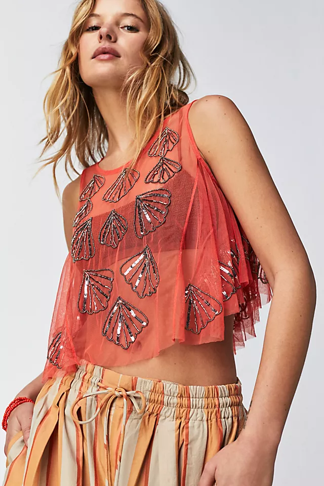 Tulsi Mesh Tank Coral