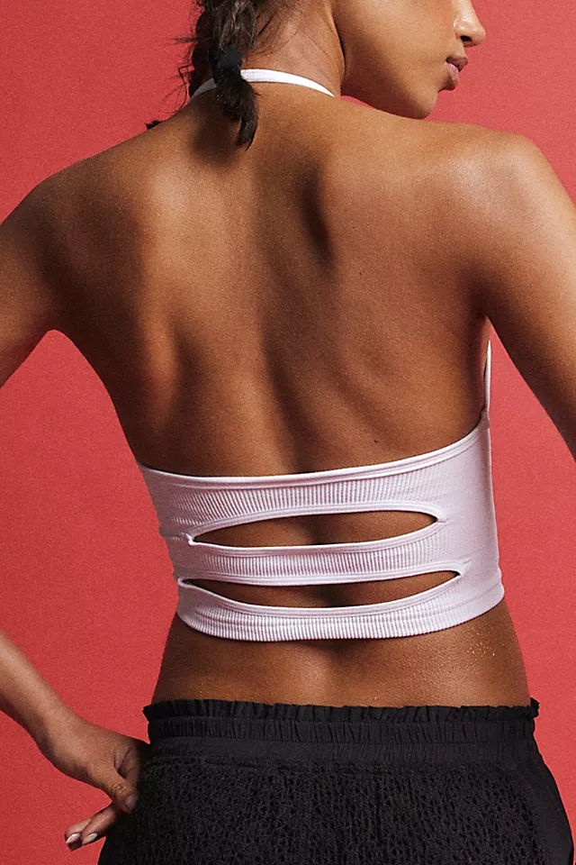 Happiness Runs Strappy Back Halter Crop White