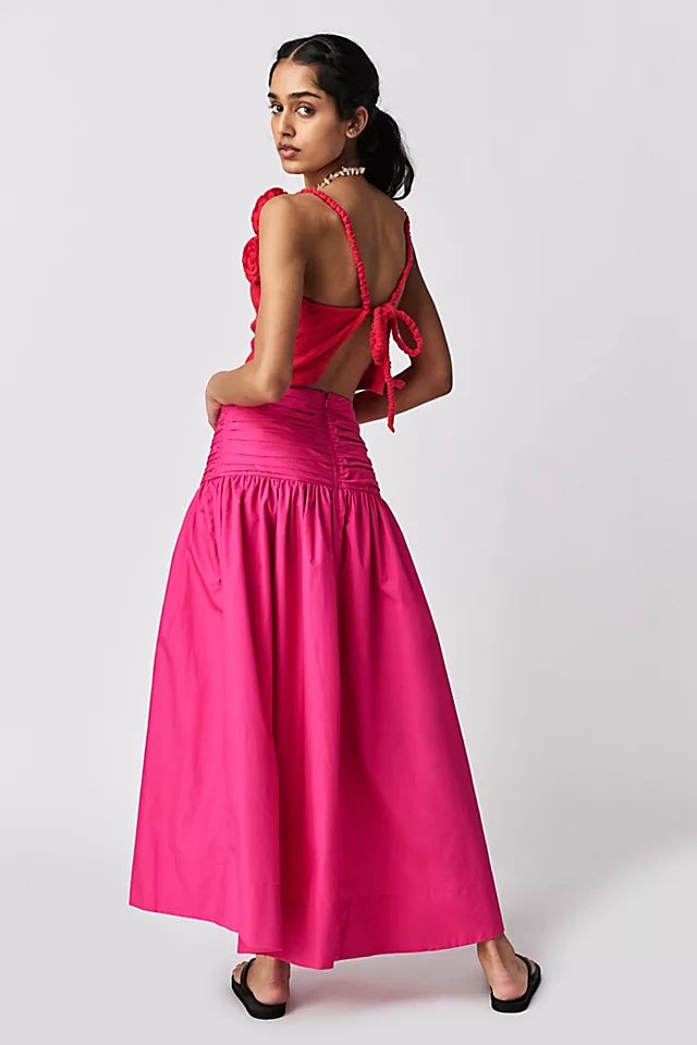 Estela Ruched Midi Skirt Azalea Pink