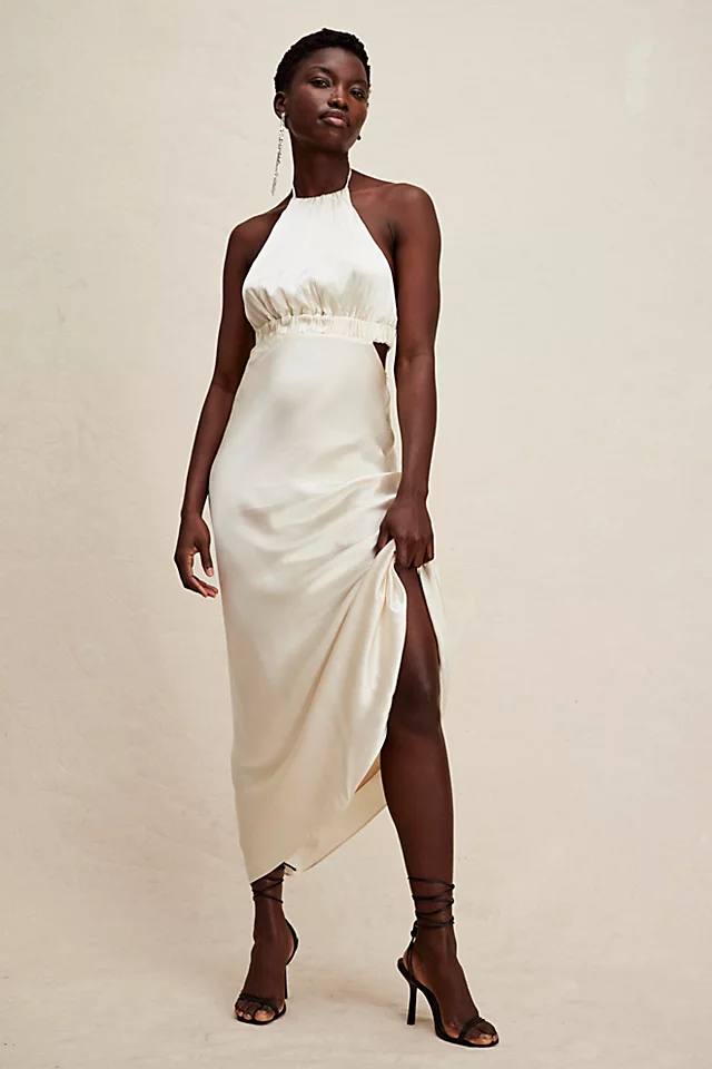 Shona Joy Halter Maxi Dress Oatmeal