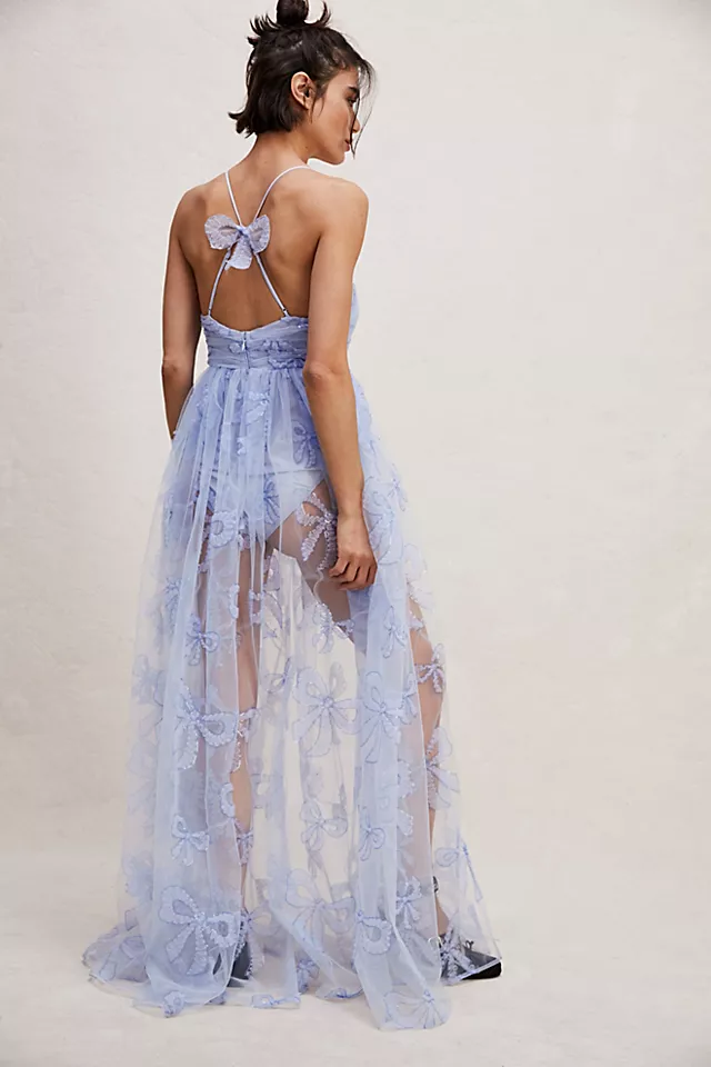For Love & Lemons Kayla Maxi Dress Blue